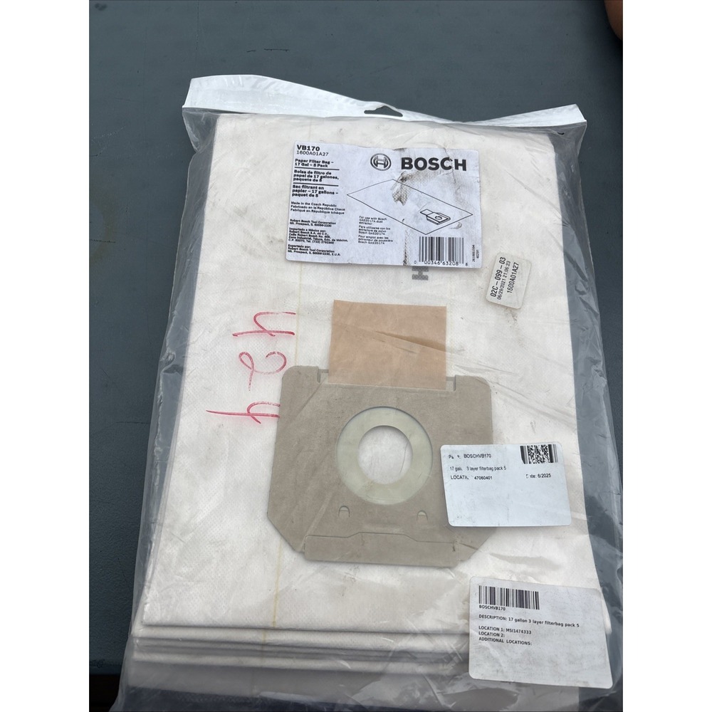 BOSCH VB170 Vac Bag For Hndheld Vac, Shop Vacuum,PK5 499K58